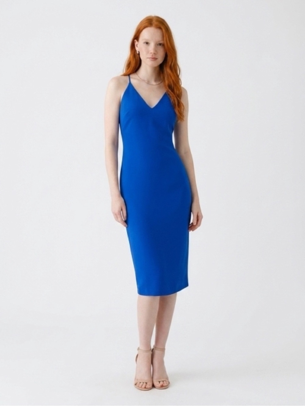 Polo Ralph Lauren 100% Silk Sleeveless Sheath Dress Royal Cobalt